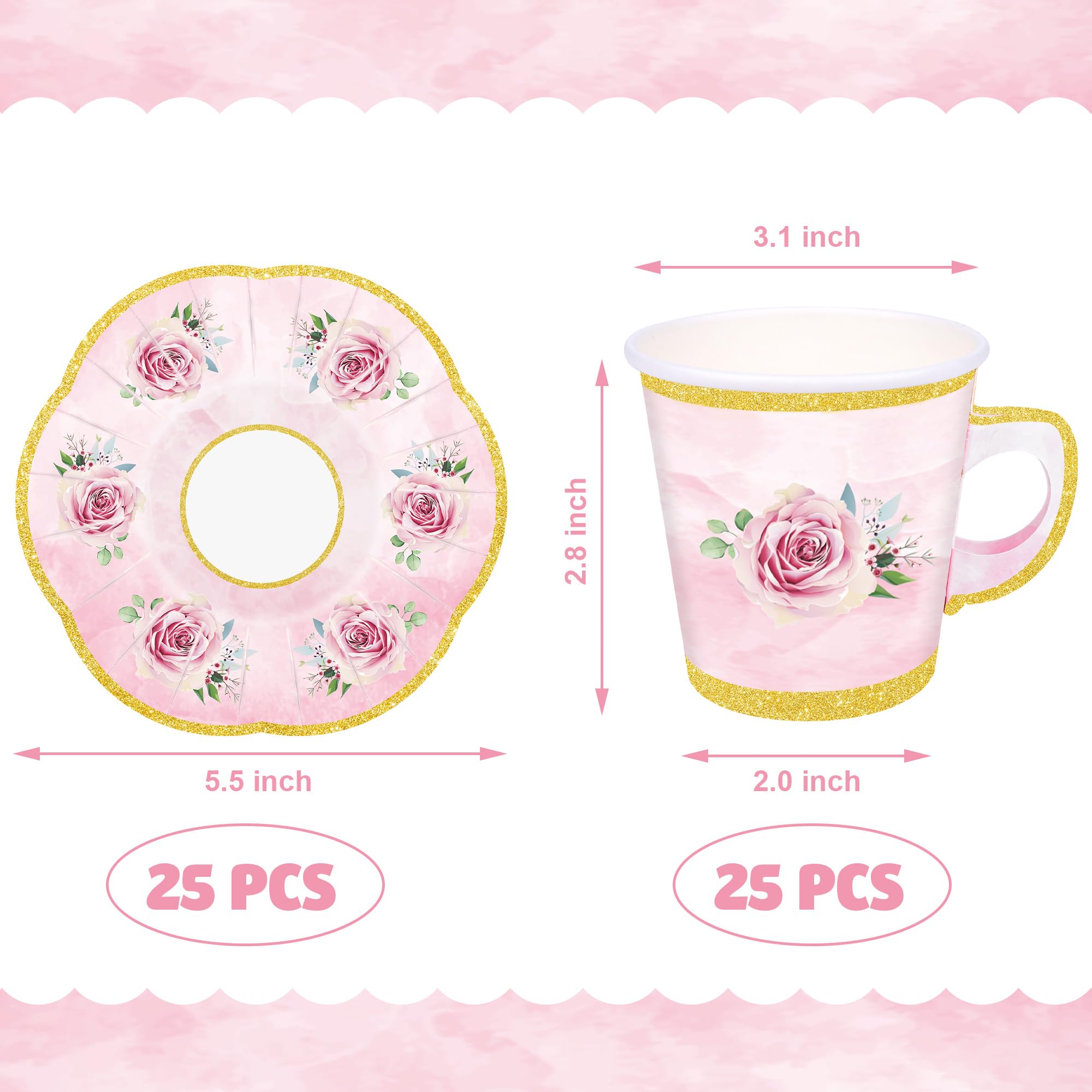 Peony Man pink floral tea plates paired with cups for coordinated table settings.
