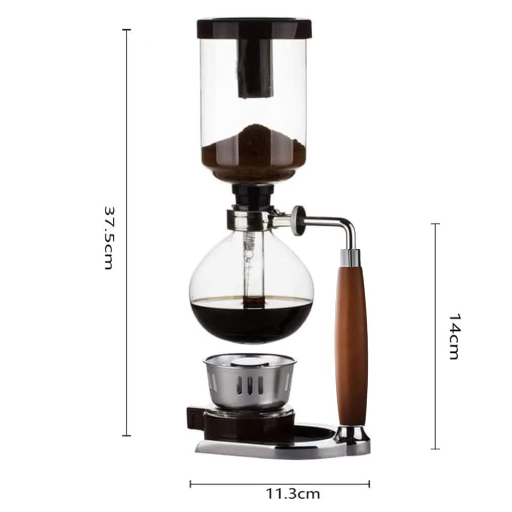 Peoxo glass vacuum brewer shows the clear brewing process and temperature stability in use.