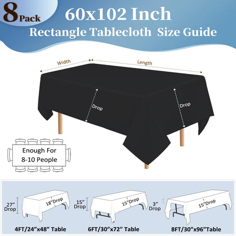 pepmily wrinkle-free finish on black rectangular tablecloth ideal for weddings and banquets.