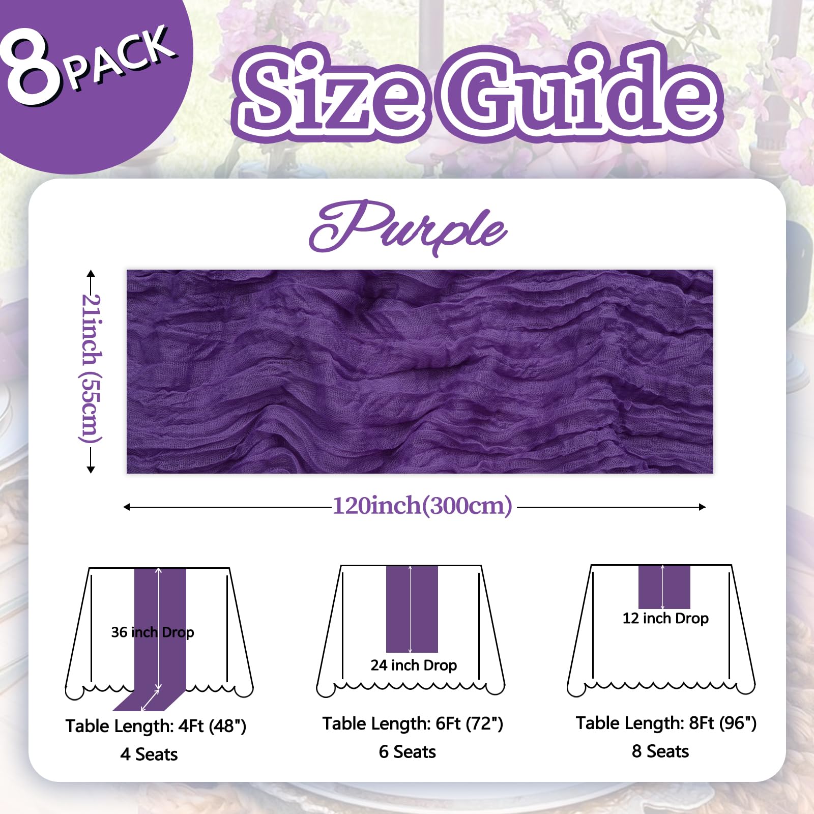 pepmily purple table runner fabric shows soft texture and rustic sheen for baby showers