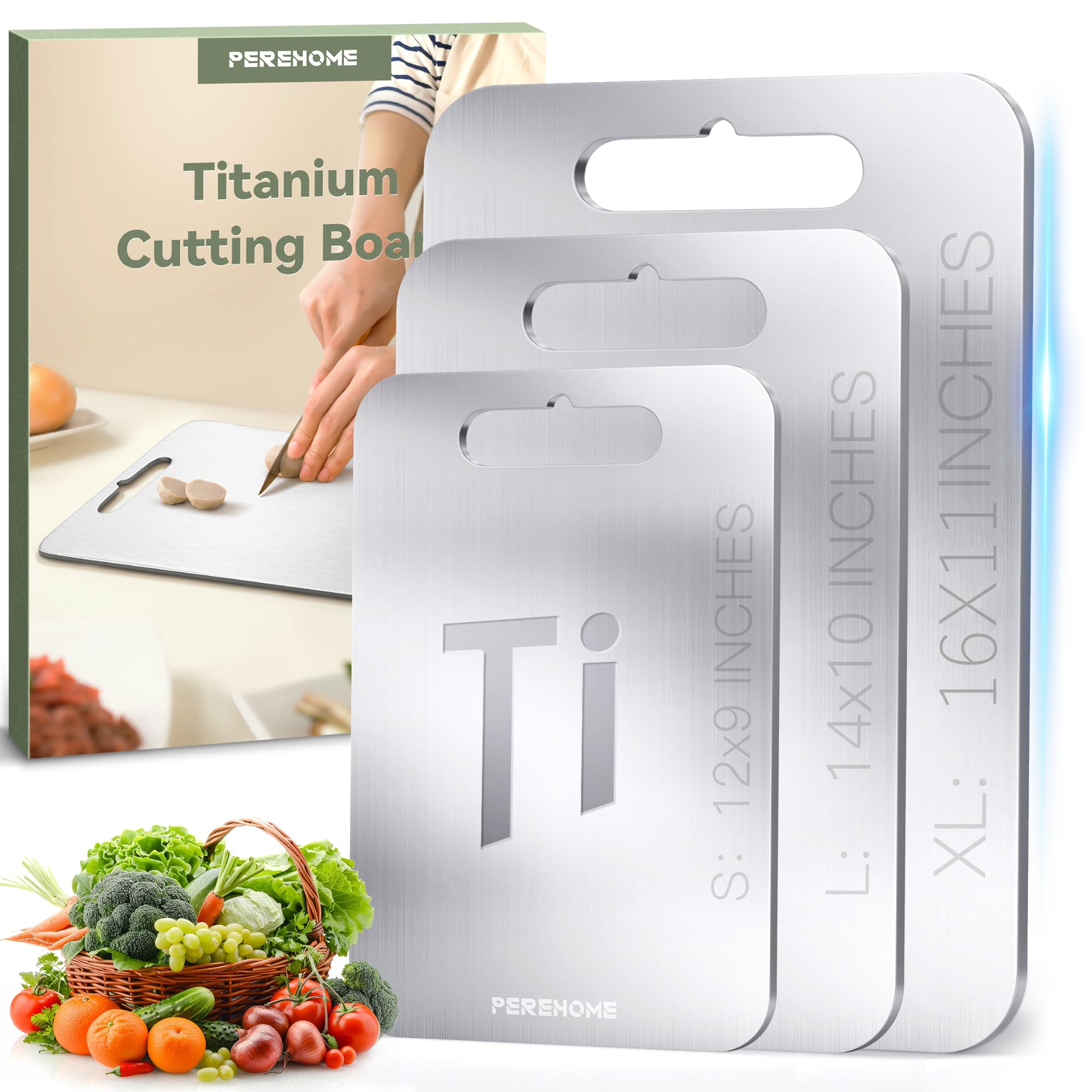 Perehome titanium cutting board set top view, durable for all prep tasks