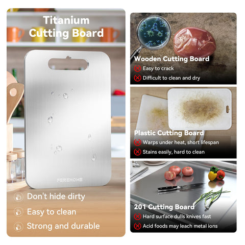 Perehome titanium cutting board with smooth edges, no nicks or cuts