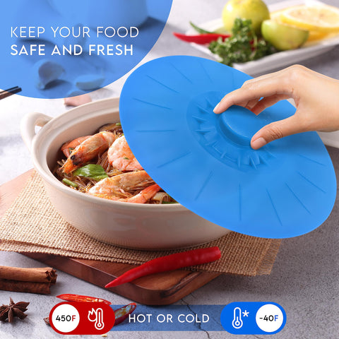 Perfect and Simple lids show interlocking handles for easy grip and storage.