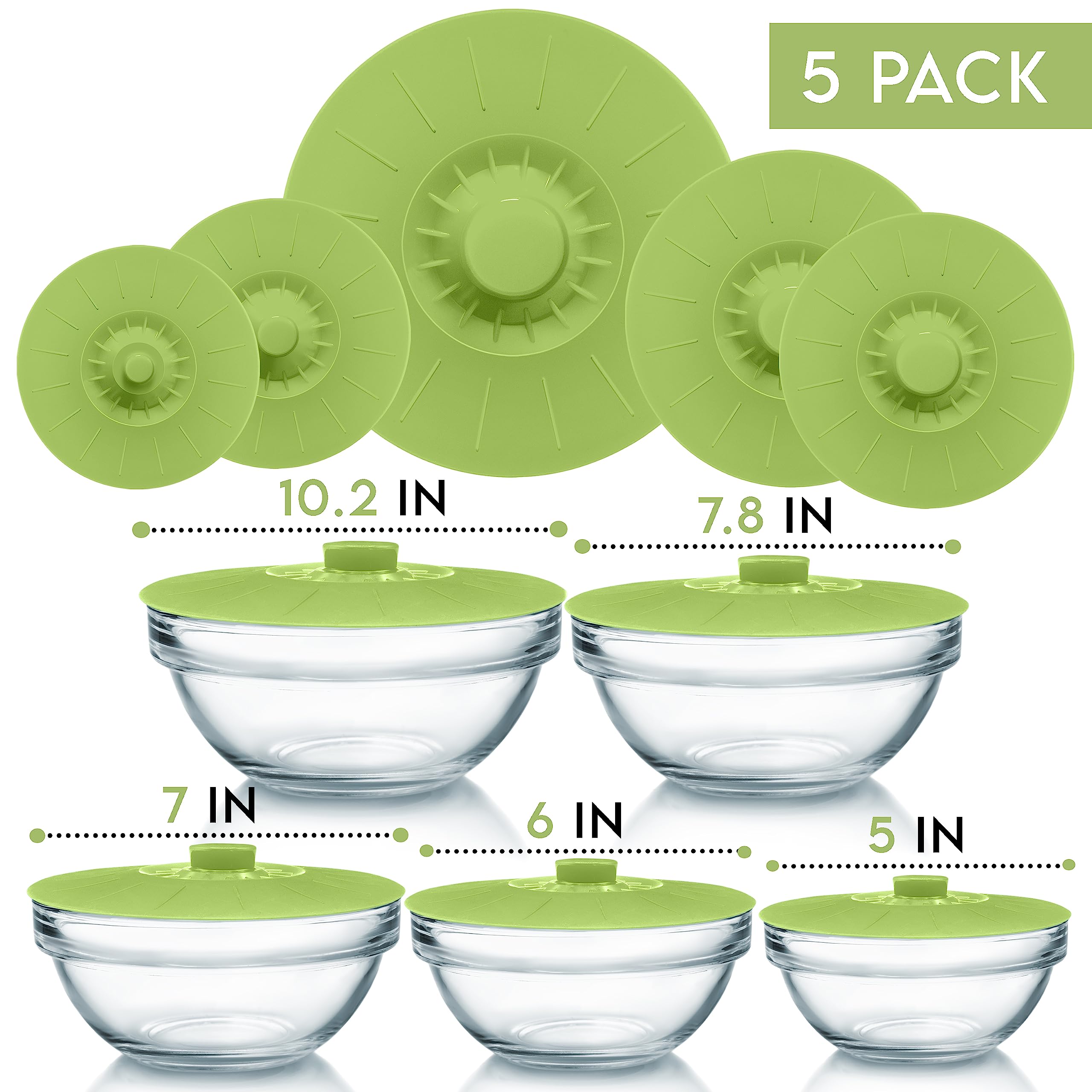 Universal fit for bowls cups pots and pans up to 10 inches with Perfect and Simple lids