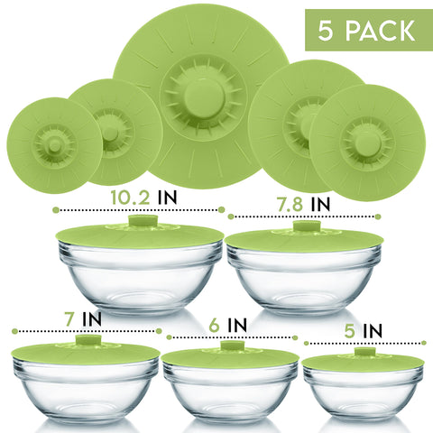 Universal fit for bowls cups pots and pans up to 10 inches with Perfect and Simple lids