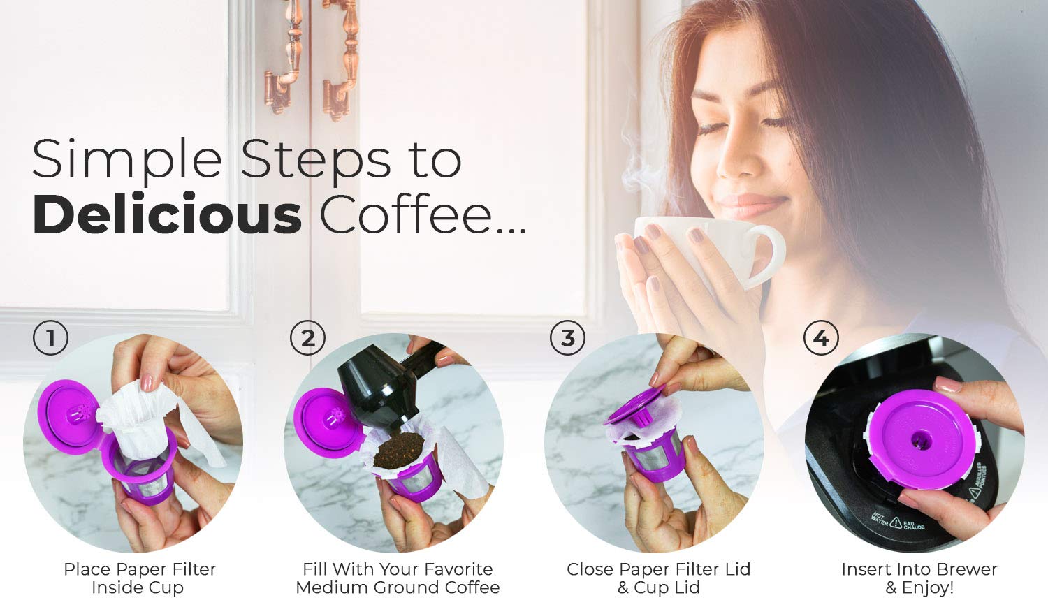 Perfect Pod EZ-Cup 2.0 brewing with fewer grounds for a cleaner cup.