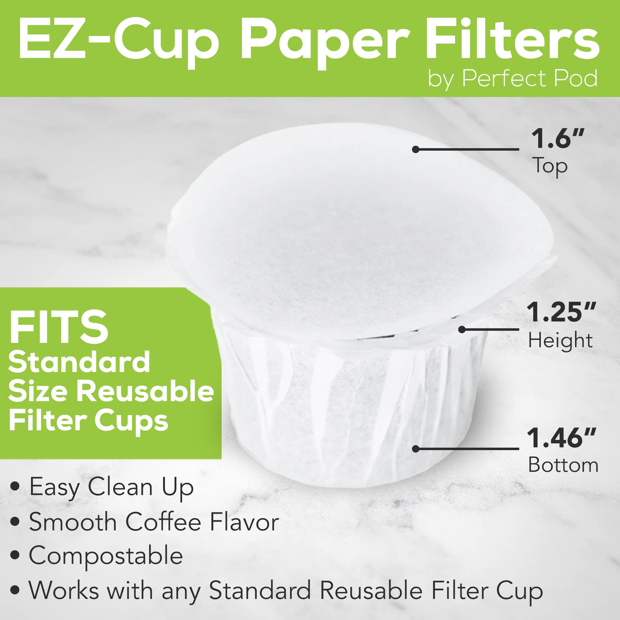 Perfect Pod EZ-Cup 2.0 filter close-up shows oil removal for cleaner coffee.
