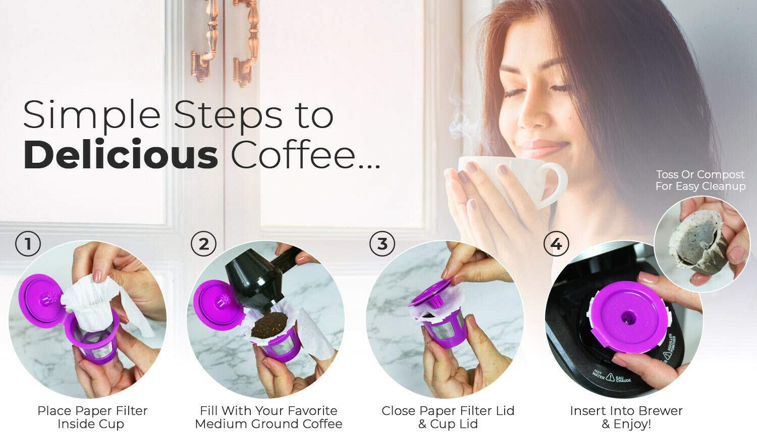 Eight-pack packaging by Perfect Pod EZ-Cup highlighting great value for households.