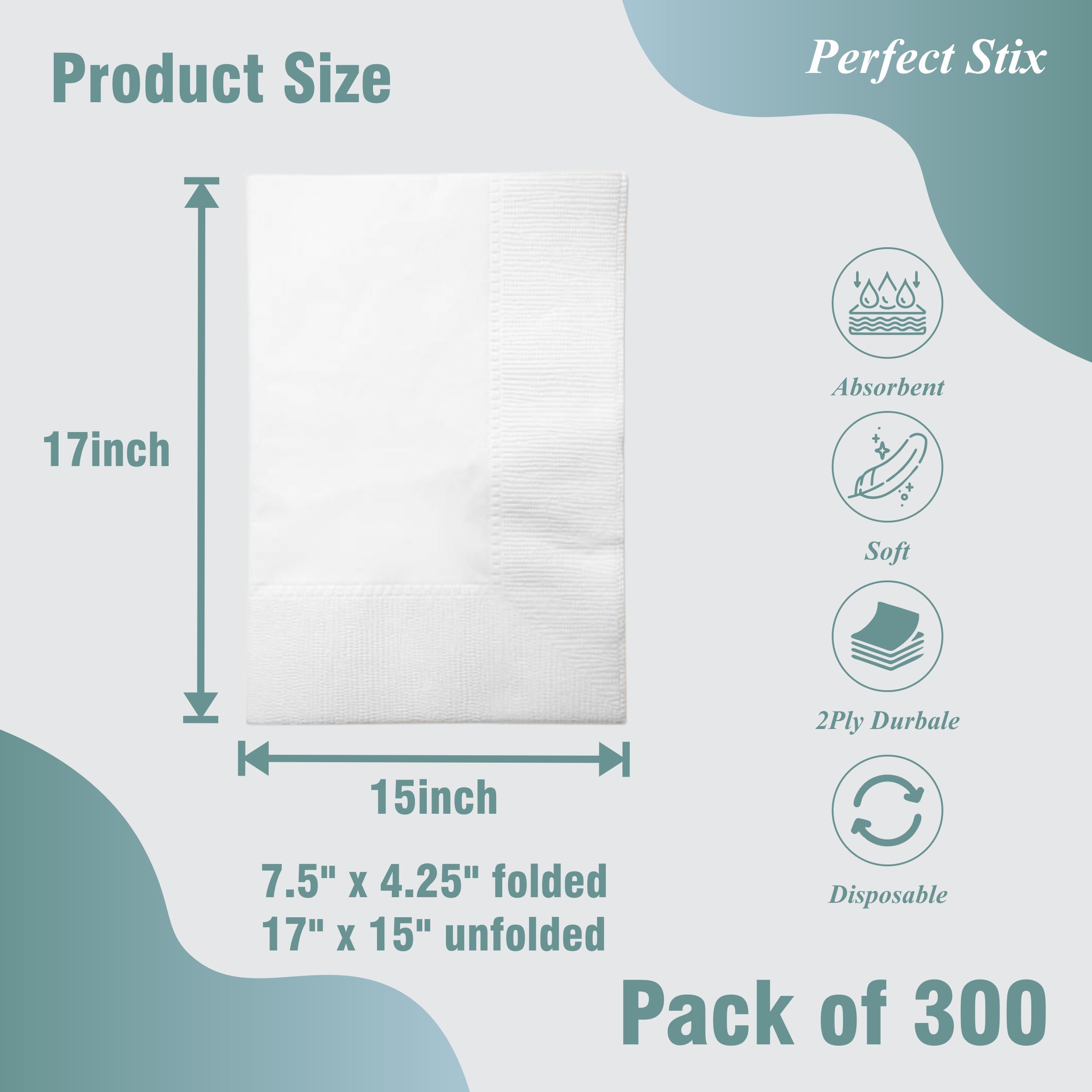 Folded Bell Marque napkins at 7.5 by 4.25 inches