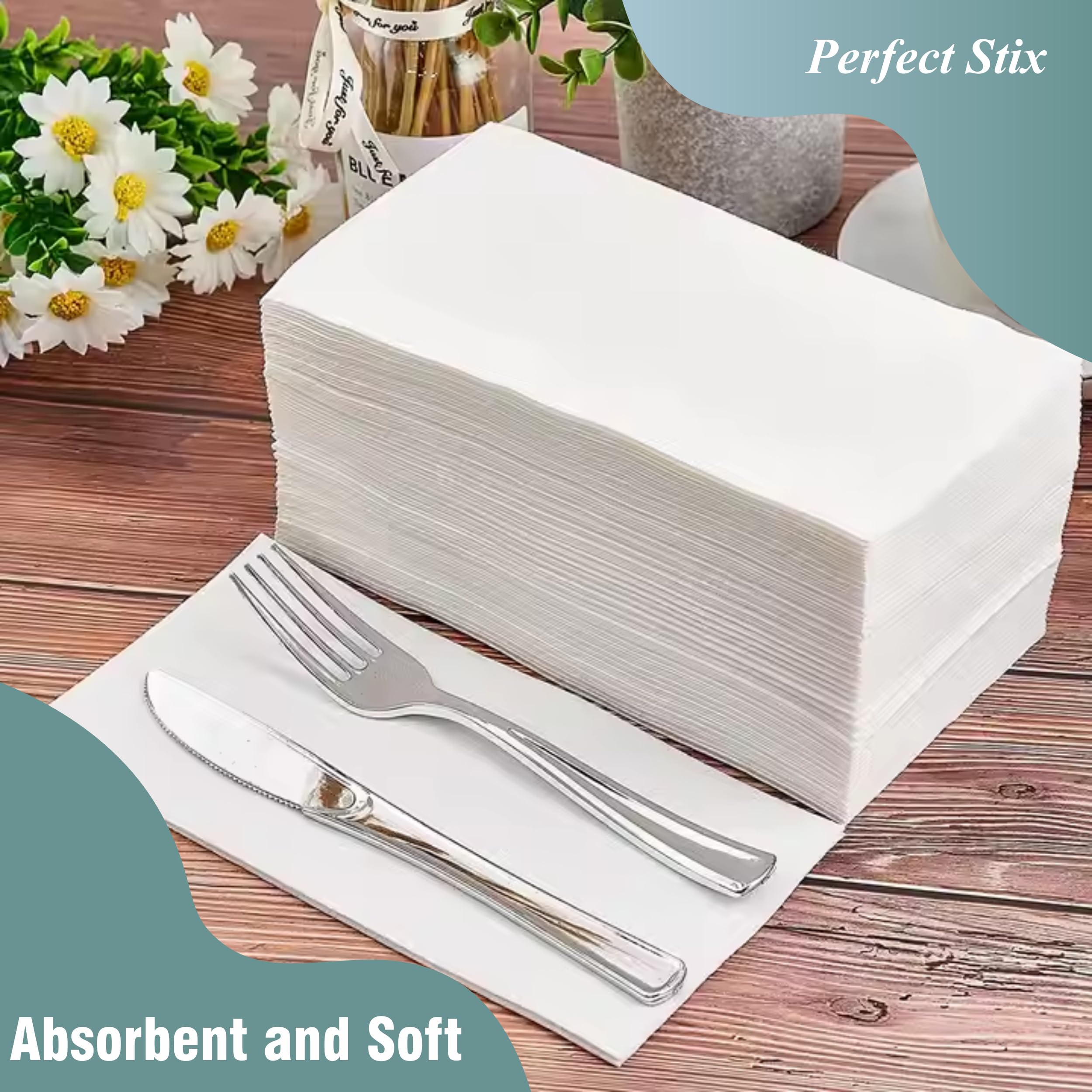 Open Bell Marque napkins measure 17 by 15 inches
