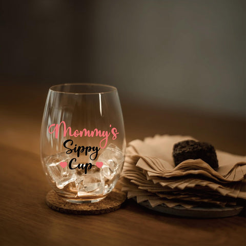 Perfectinsoy Mommy's Sippy Cup on table ready for wine or tea use.