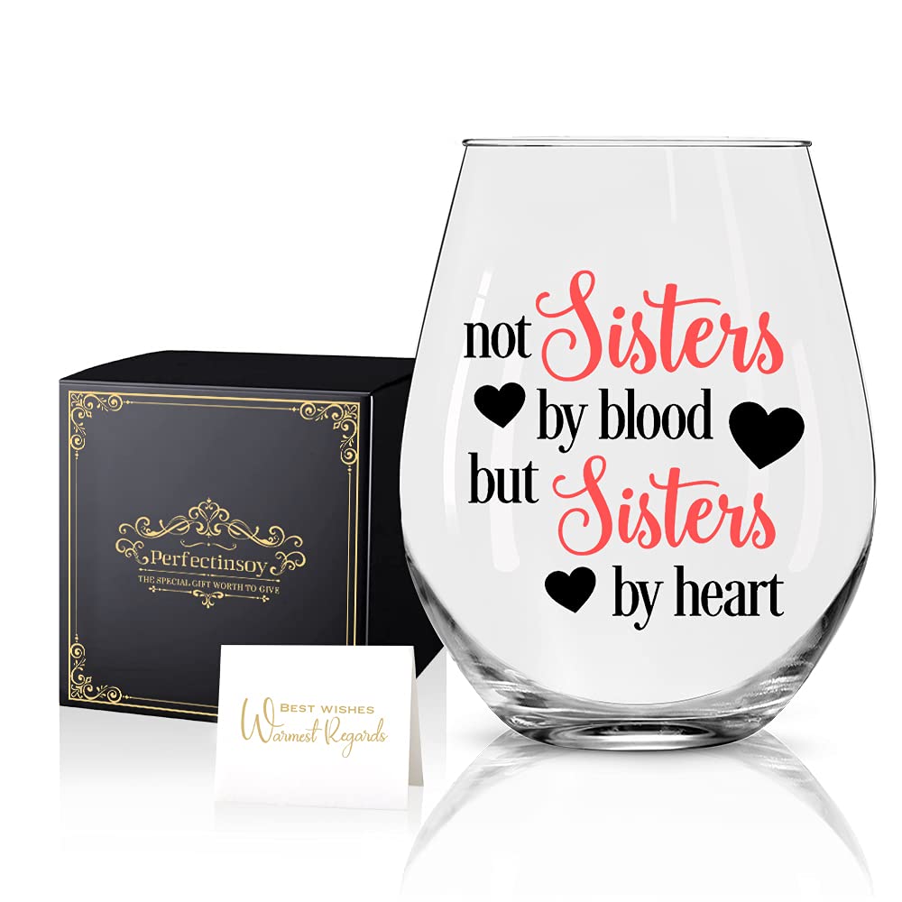 Perfectinsoy Sister by Heart wine glass in gift box, ready for gifting on birthdays.