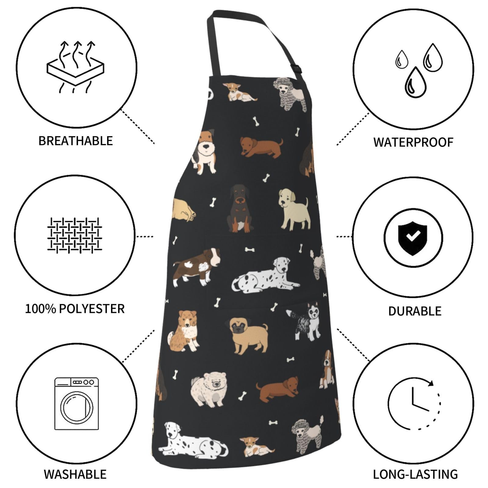 Perinsto Puppy Dog Waterproof Apron easy to clean after crafts or cooking