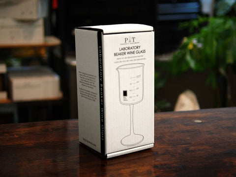 Periodic Tableware lab beaker wine glass gift packaging highlights a science-inspired present idea.