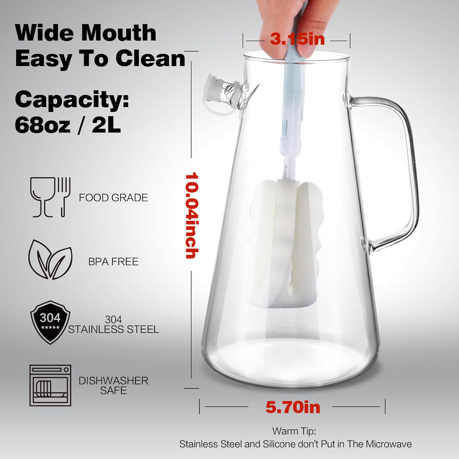 Perjoy pitcher with cold beverage, condensation ready for iced drinks.