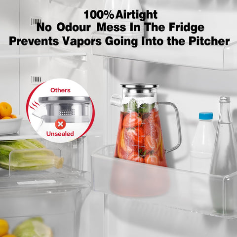 Perjoy wide-mouth glass pitcher with cleaning brush, easy maintenance.