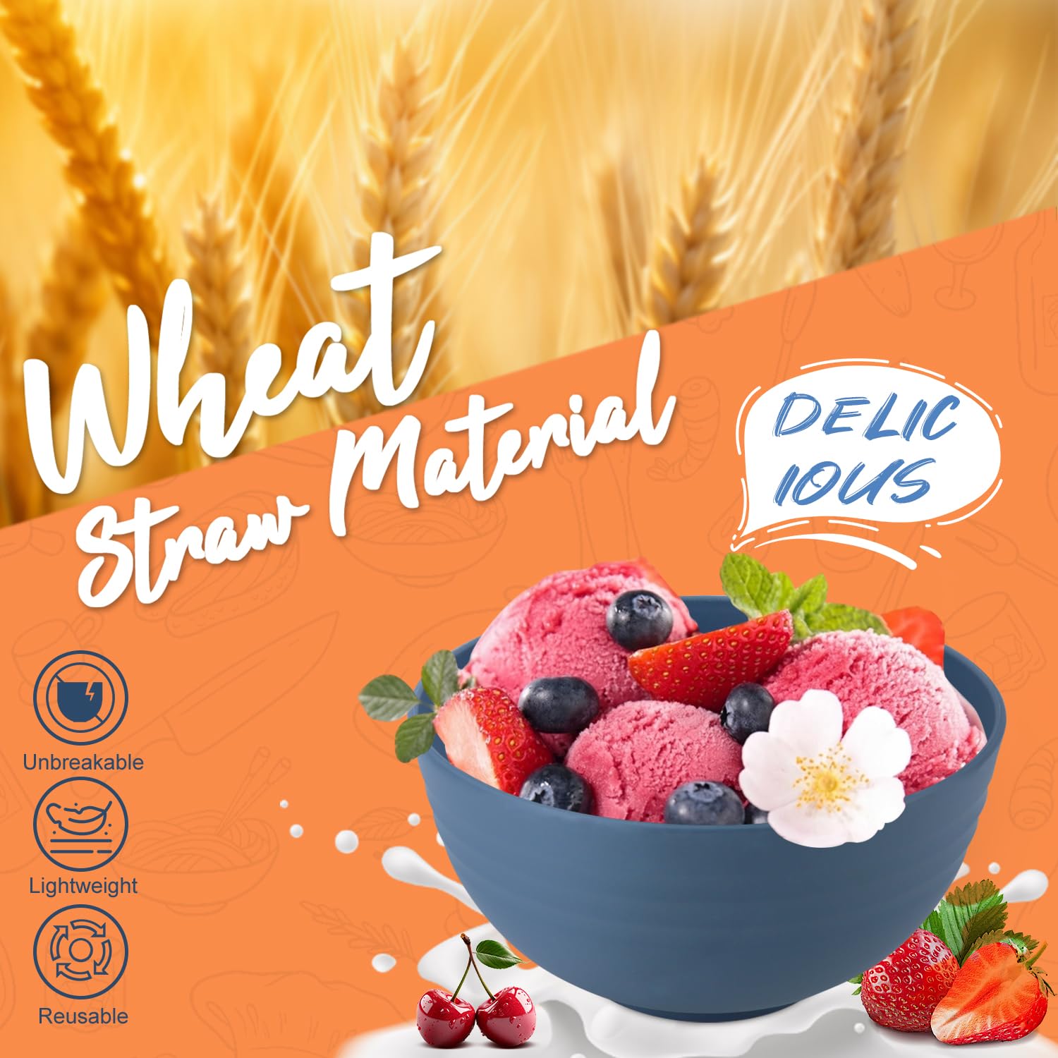 Perlapoc wheat straw bowl 26oz – generous capacity, stable non-slip base
