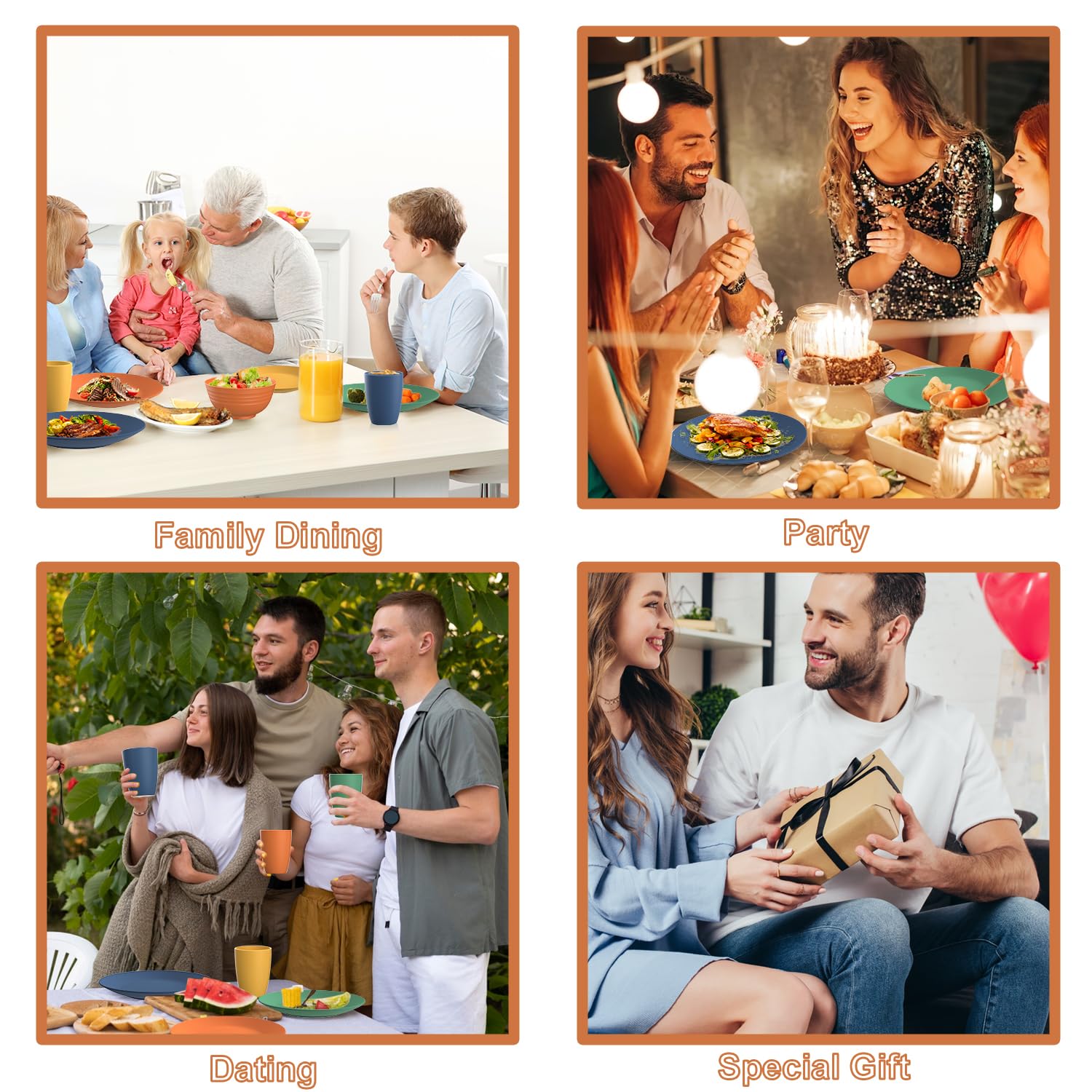 Perlapoc wheat straw dining collection 4 colors – stylish, practical family meals