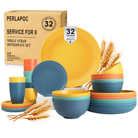 Perlapoc wheat straw dinner plate—unbreakable and durable for family meals.