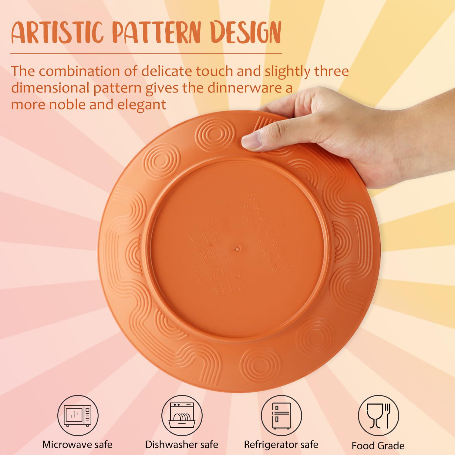 Perlapoc wheat straw dinner plate 6in – compact dessert plate, easy to handle
