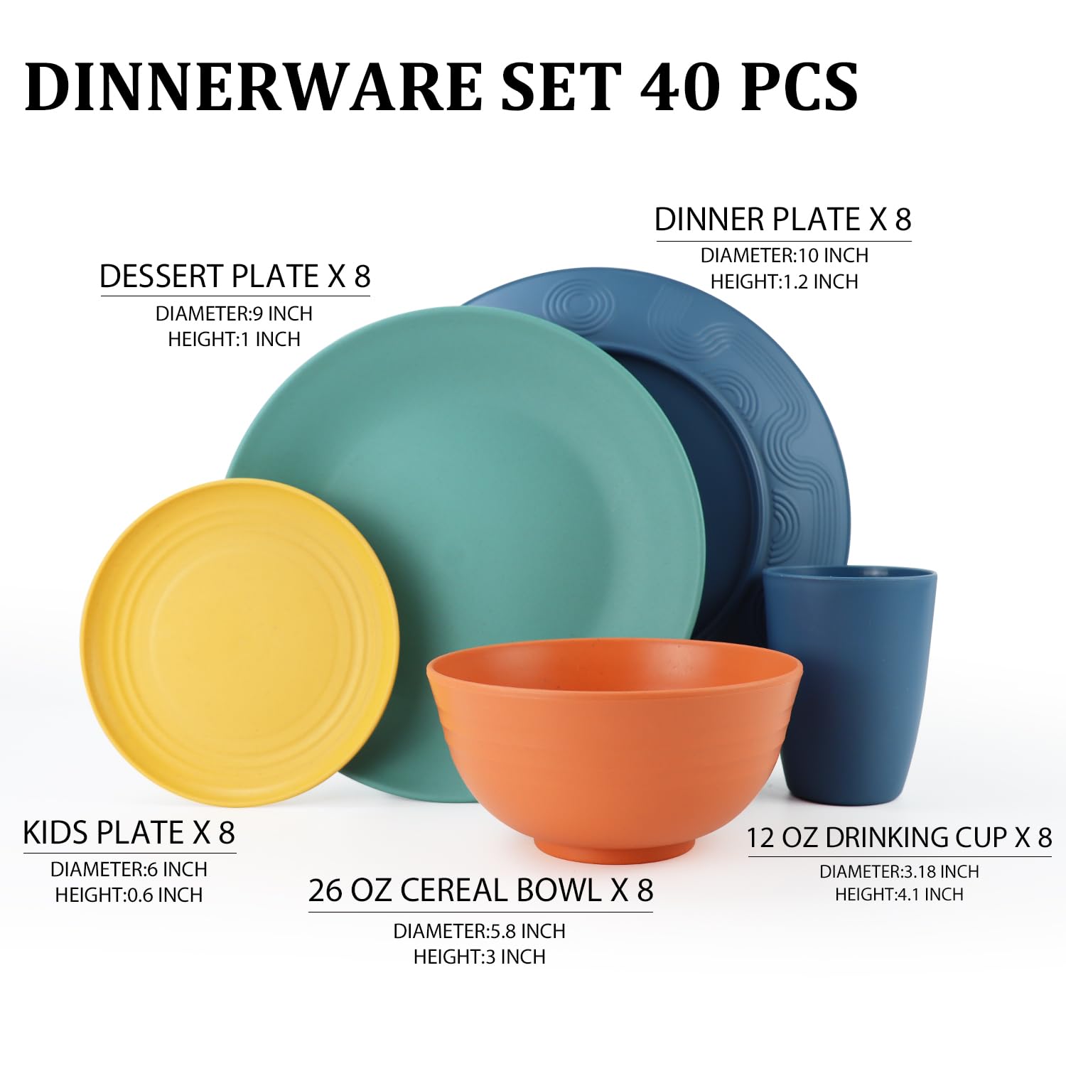 Perlapoc wheat straw dinner plate 9in – versatile, space-saving, kid-friendly design