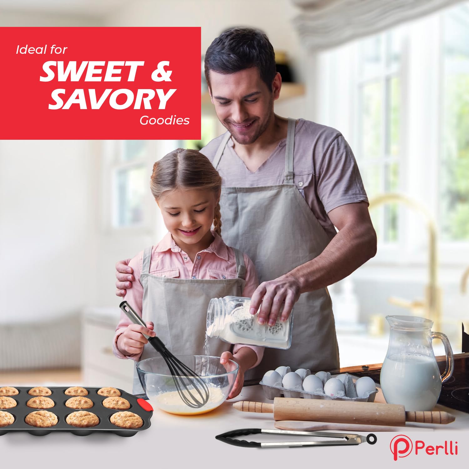 PERLLI 12-cup cupcake pans for evenly baked cupcakes