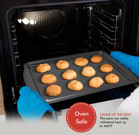 PERLLI carbon steel construction resists warping for consistent oven results