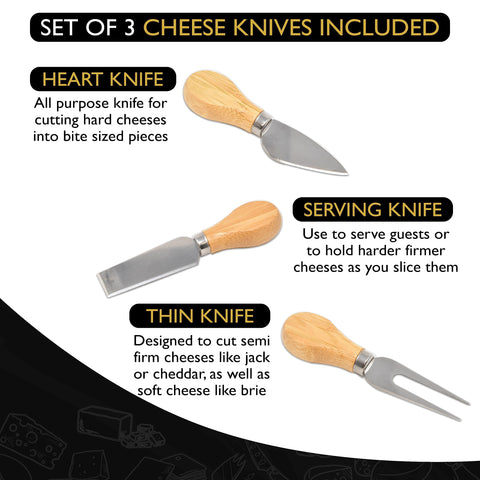 PERLLI includes knives for soft and hard cheese prep.