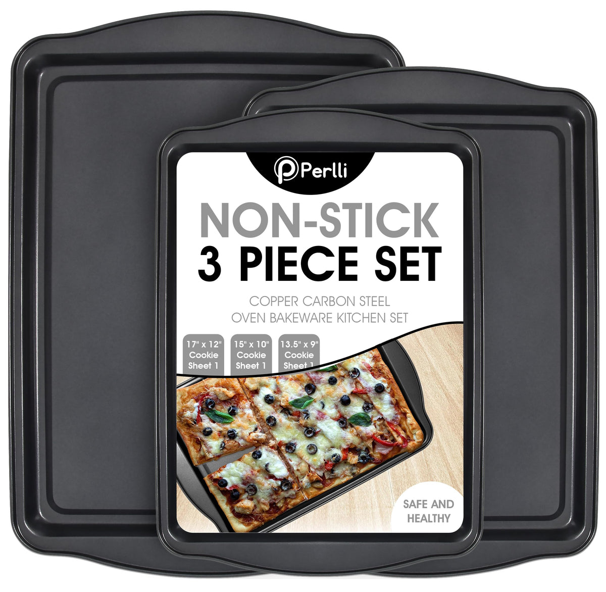 PERLLI cookie sheets 17x12 inch deliver even browning for cookies and sheet pan meals