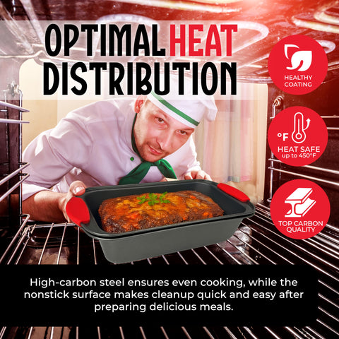 PERLLI high-carbon steel bakeware shows sturdy construction and durable heating.