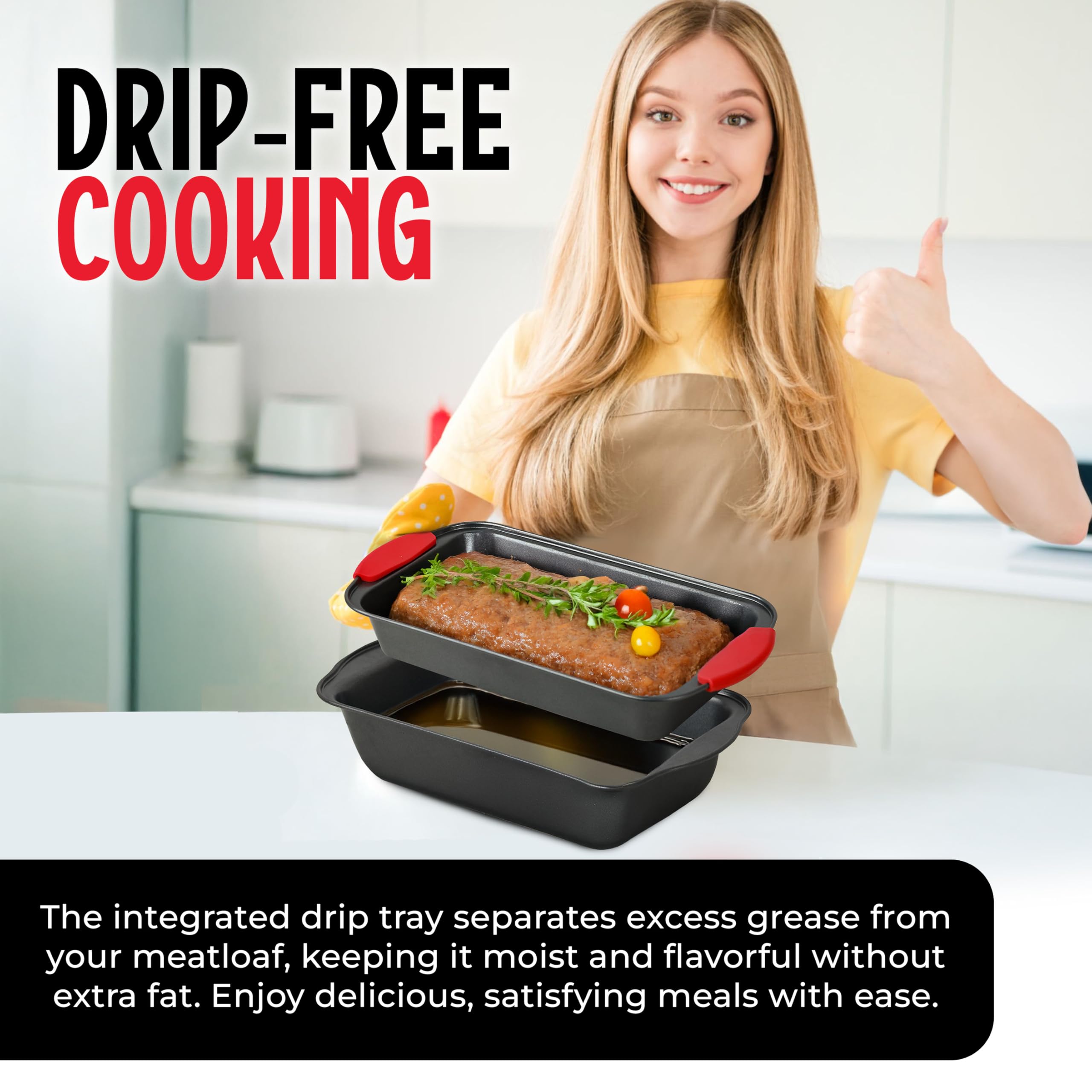 PERLLI pan with red silicone handles highlights secure grip.