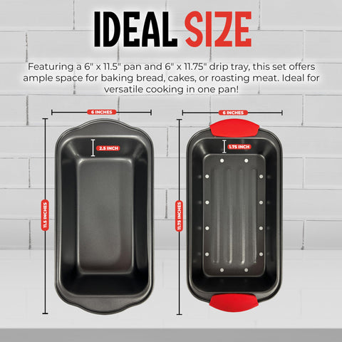 PERLLI meatloaf pan silicone grips show safe handling and heat resistance.