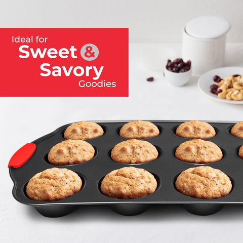PERLLI muffin/cupcake pan promotes even rise and easy release