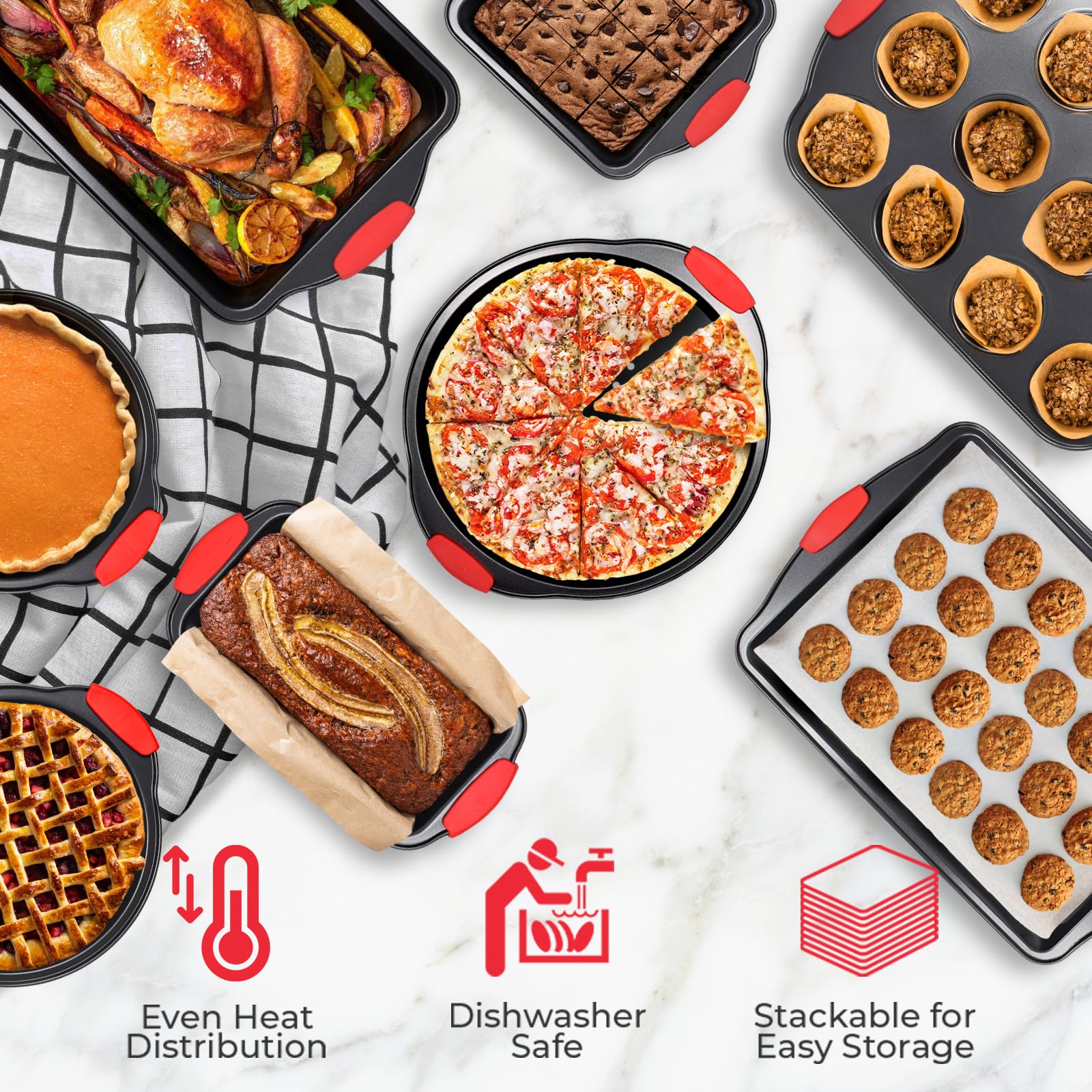 PERLLI square cake pan offers clean release and even cake layers