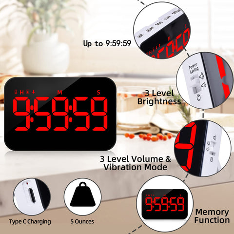PERSUPER timer magnetic back for fridge mounting and visibility