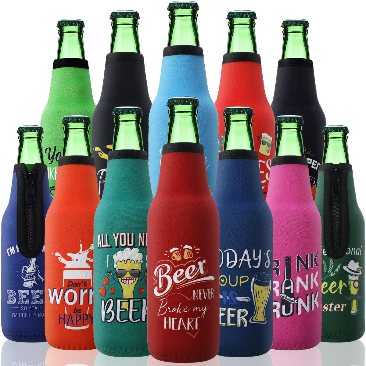 Perthlin summer beer bottle insulator with zipper keeps drinks cool and easily portable.
