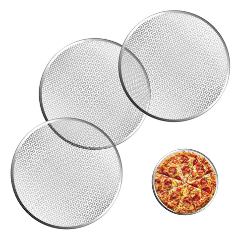 Pesilo 3 Pcs 12 Inch Pizza Screen front view highlights sturdy seamless rim for even baking