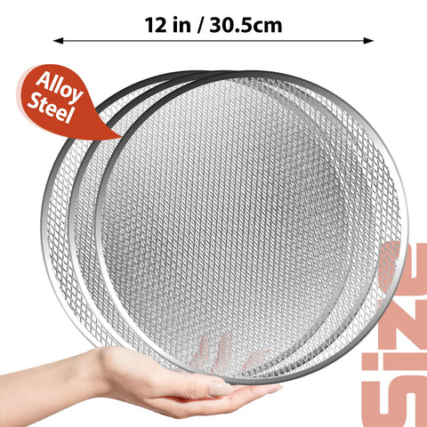 Pesilo 3 Pcs 12 Inch Pizza Screen top view emphasizes perforated mesh for airflow