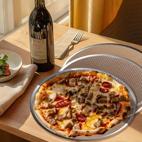 Pesilo 3pc pizza screen set ready for home kitchen use and dishwasher cleaning