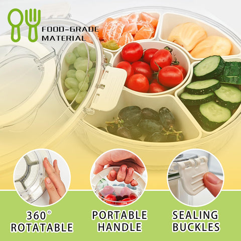 Pesilo fruit vegetable platter compartment tray keeps flavors separate and fresh.