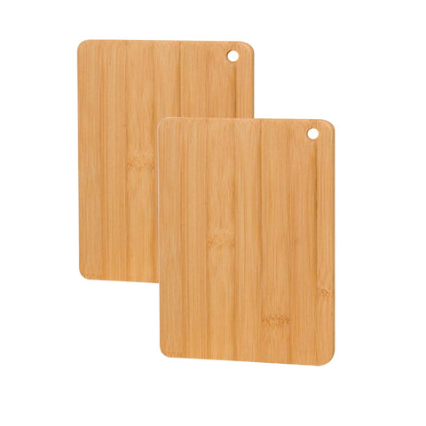 Pesueklns bamboo cutting board set pack with two boards for versatile kitchen prep.