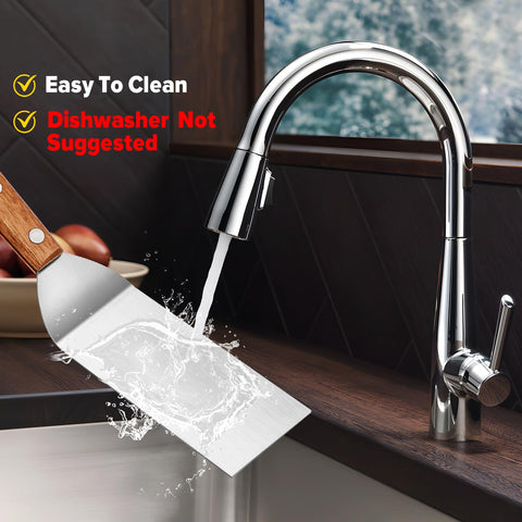 PETHOMKIT ergonomic wooden-handle spatula reduces heat transfer