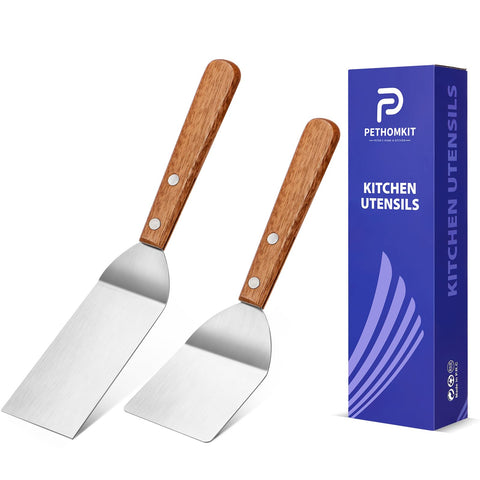 PETHOMKIT small metal spatula set with flat blades for precise flipping