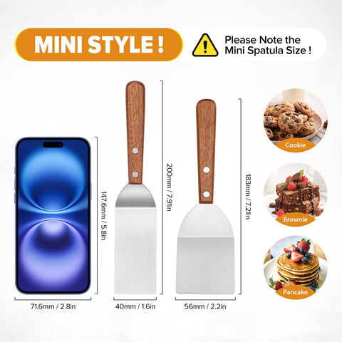 PETHOMKIT stainless steel spatula with wooden grip, heat resistant and durable