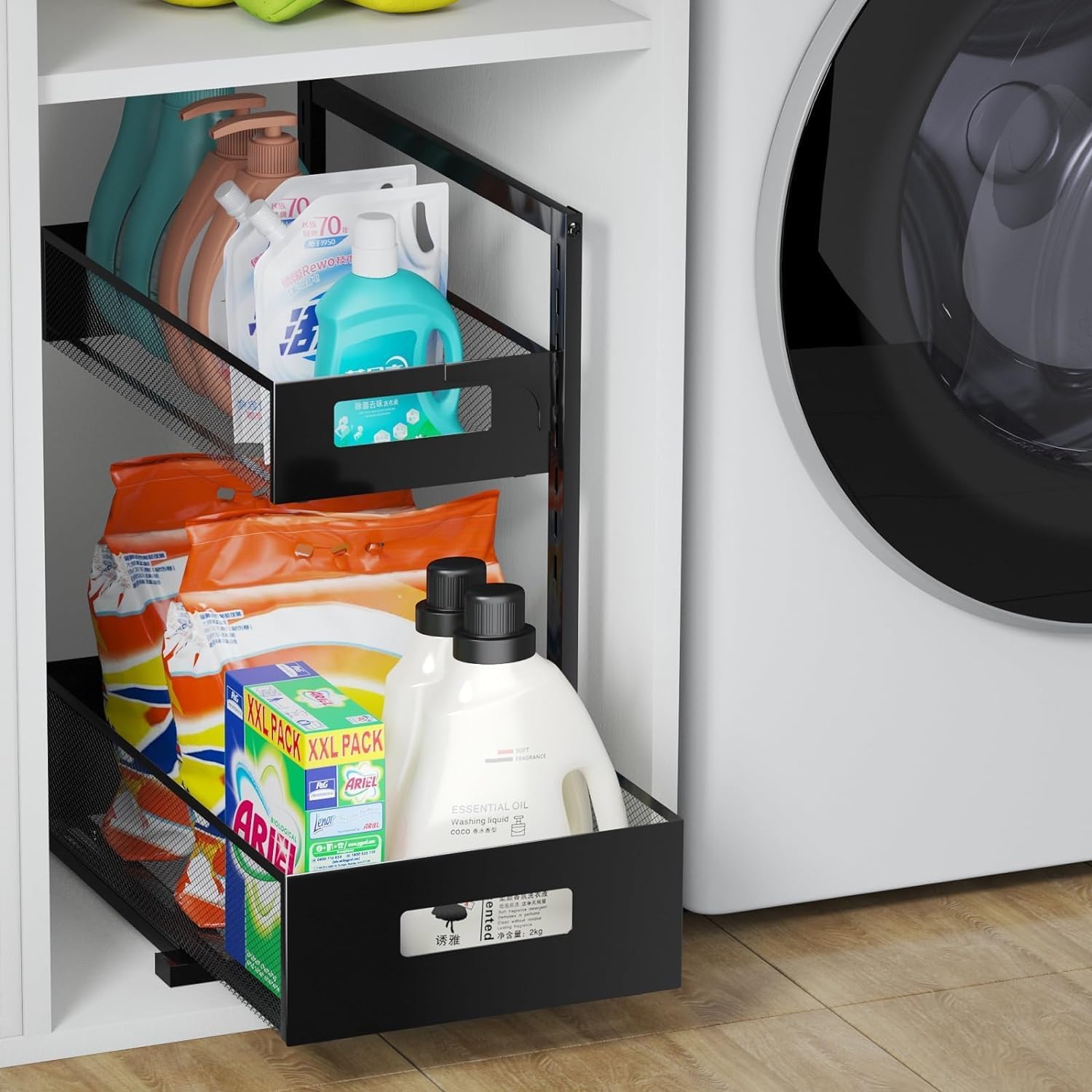 Petiza multi-scenario storage for kitchen, bathroom, pantry, and laundry.