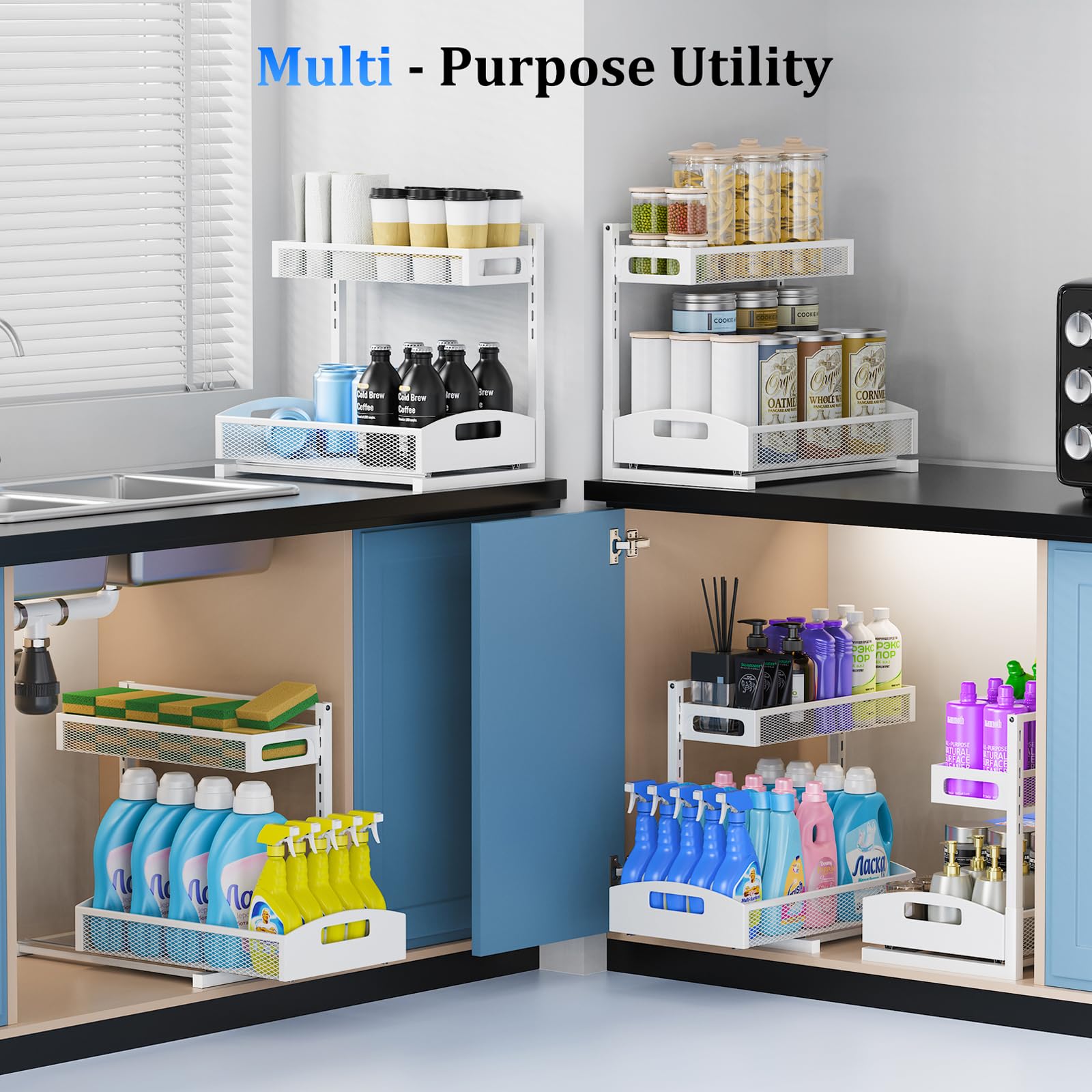 Petiza under-sink organizer deep 15 inch accommodates bulk items