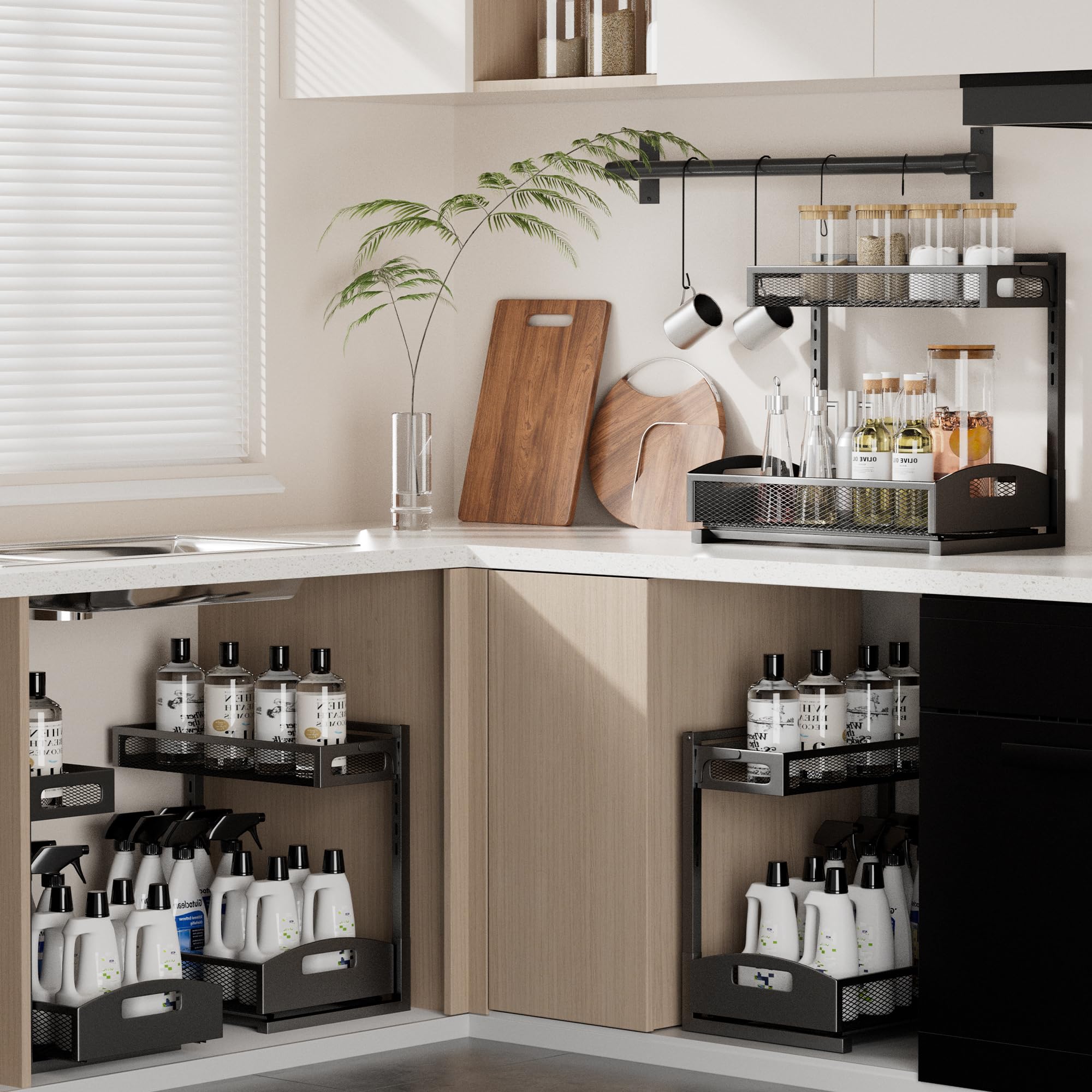Petiza under sink organizer 2-pack assembly with screws and tool