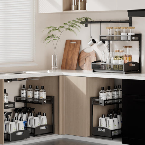 Petiza under sink organizer 2-pack assembly with screws and tool