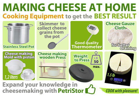 PetriStor cheese mold basket setup for simple homemade cheese
