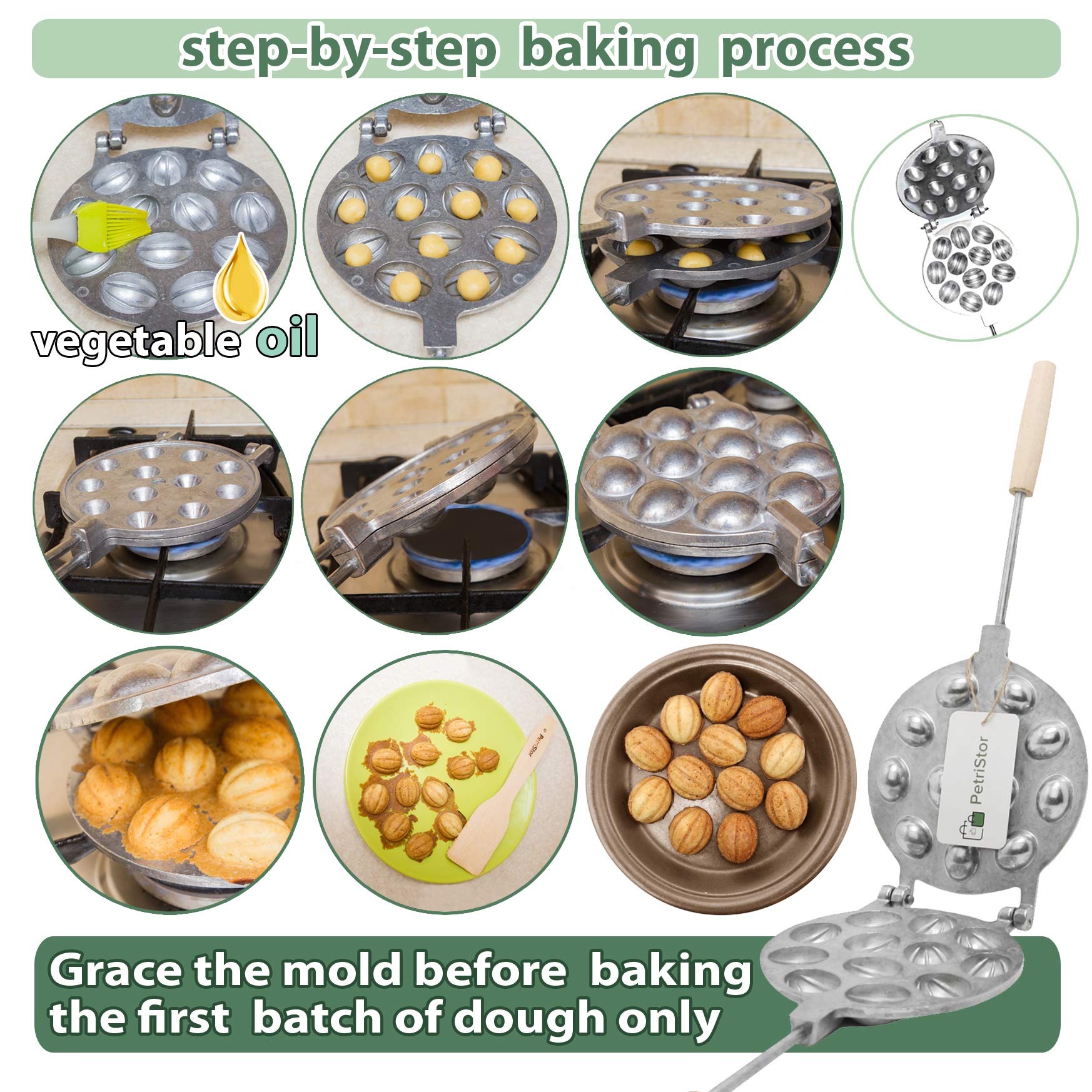 PetriStor easy-to-use baking tool for quick walnut cookies.